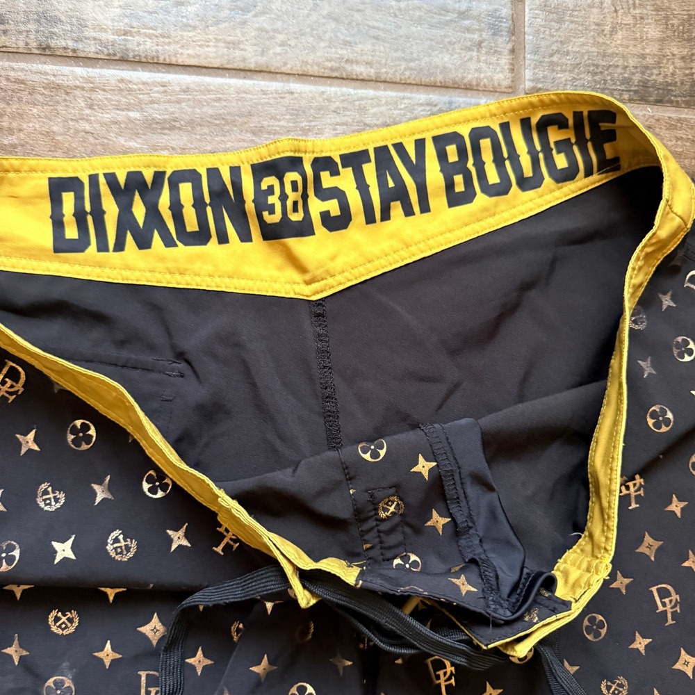 Dixxon Flannel Co Mens Party Crest Bougie 9" Boardshorts, Gold Black, 38 - Picture 2 of 11